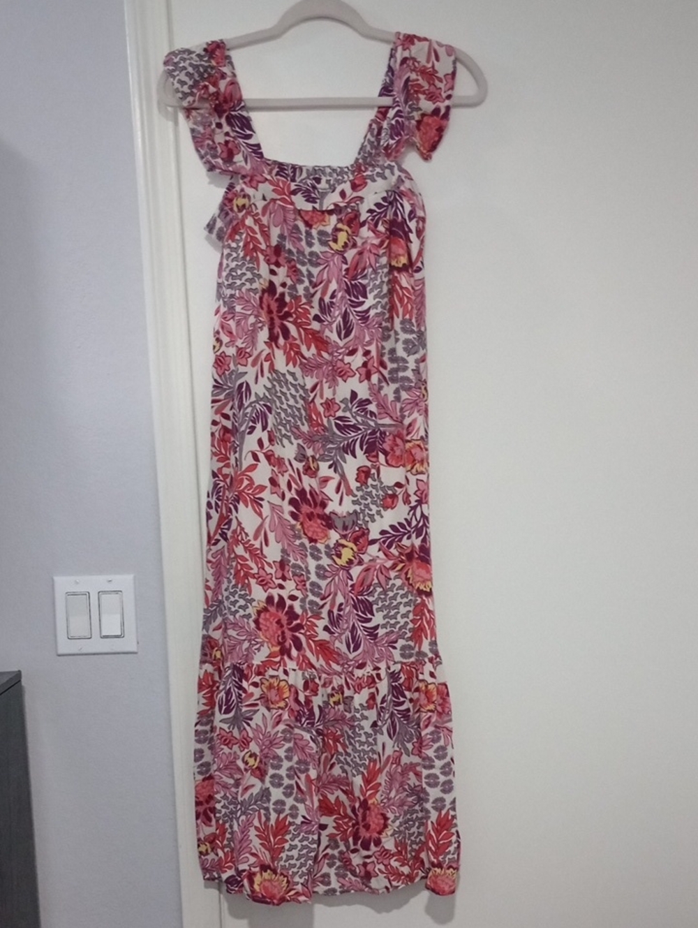 Knox RoseFloral Off-Shoulder Maxi Dress - Pink Red Print Size XS